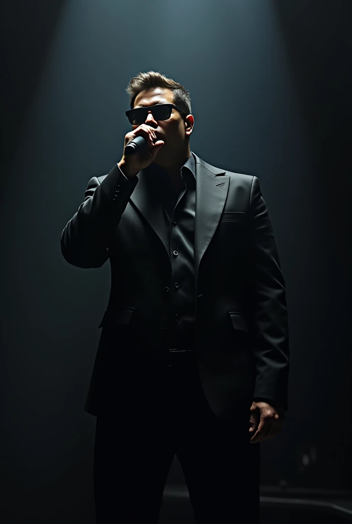 man in black with a microphone