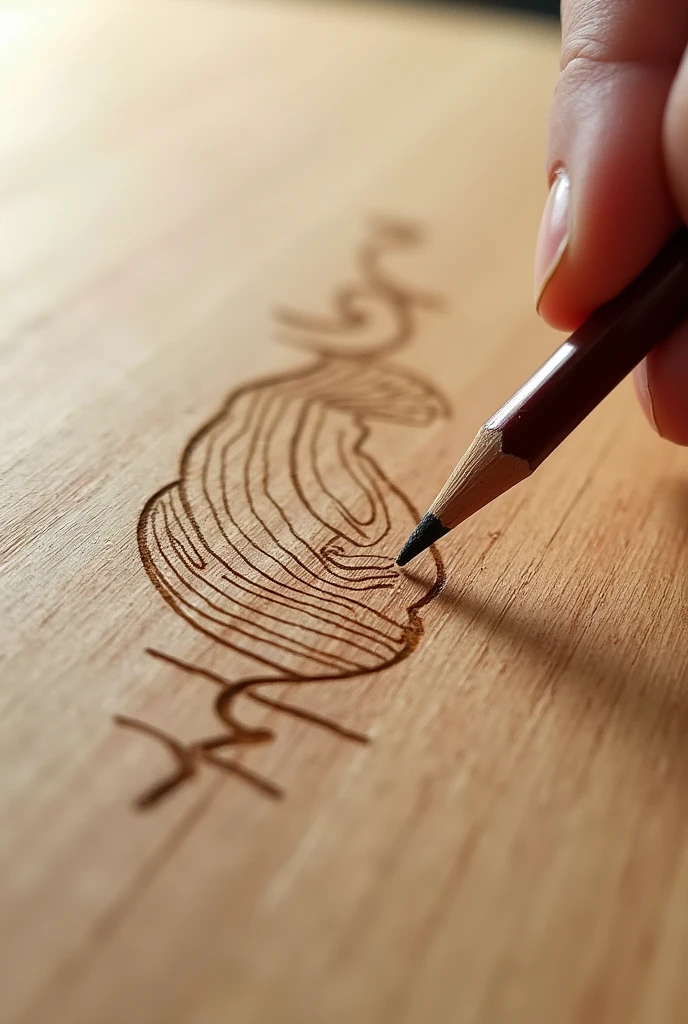 a pencil cutting wood