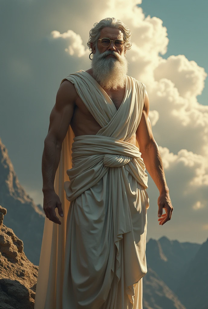 Create Zeus with a thin figure and glasses