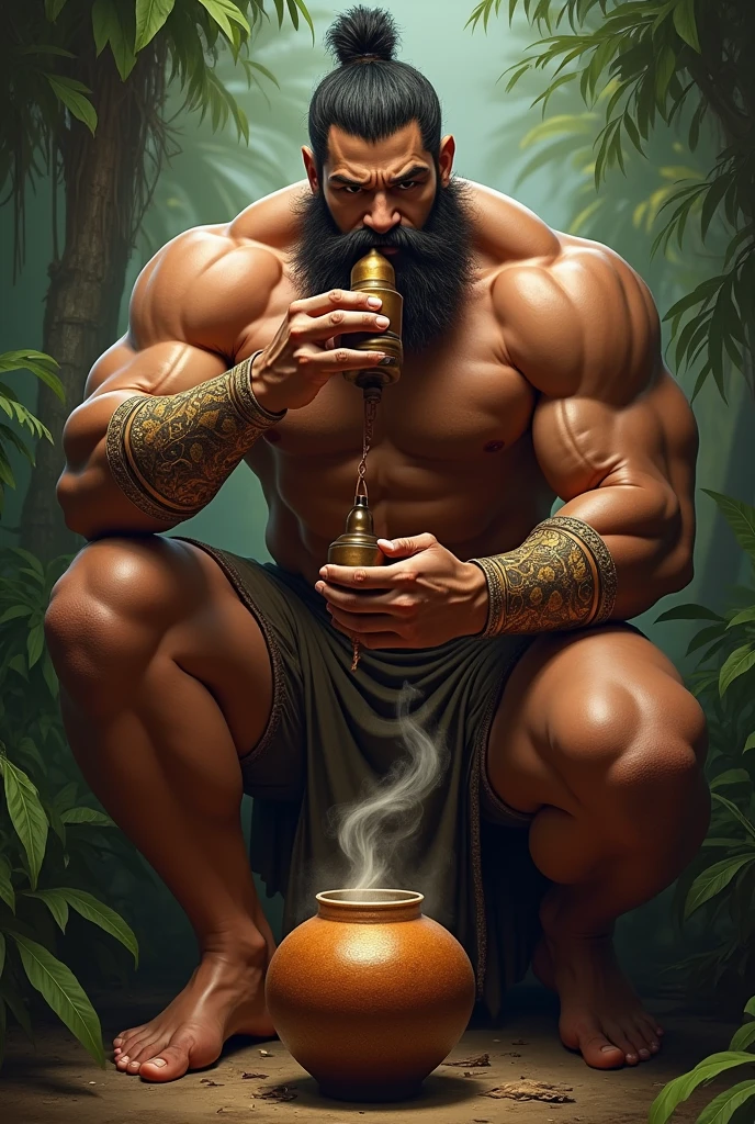 Brazilian chimarrão with muscular arms and legs