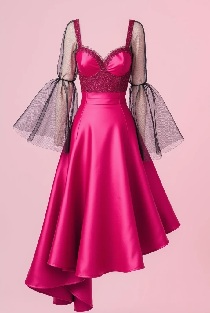 Genarate pink colur party frock design in empire skirt side opend type,sweetheart neck used,one side sleeveless ,other side sleeve is bel type with using net fabric.