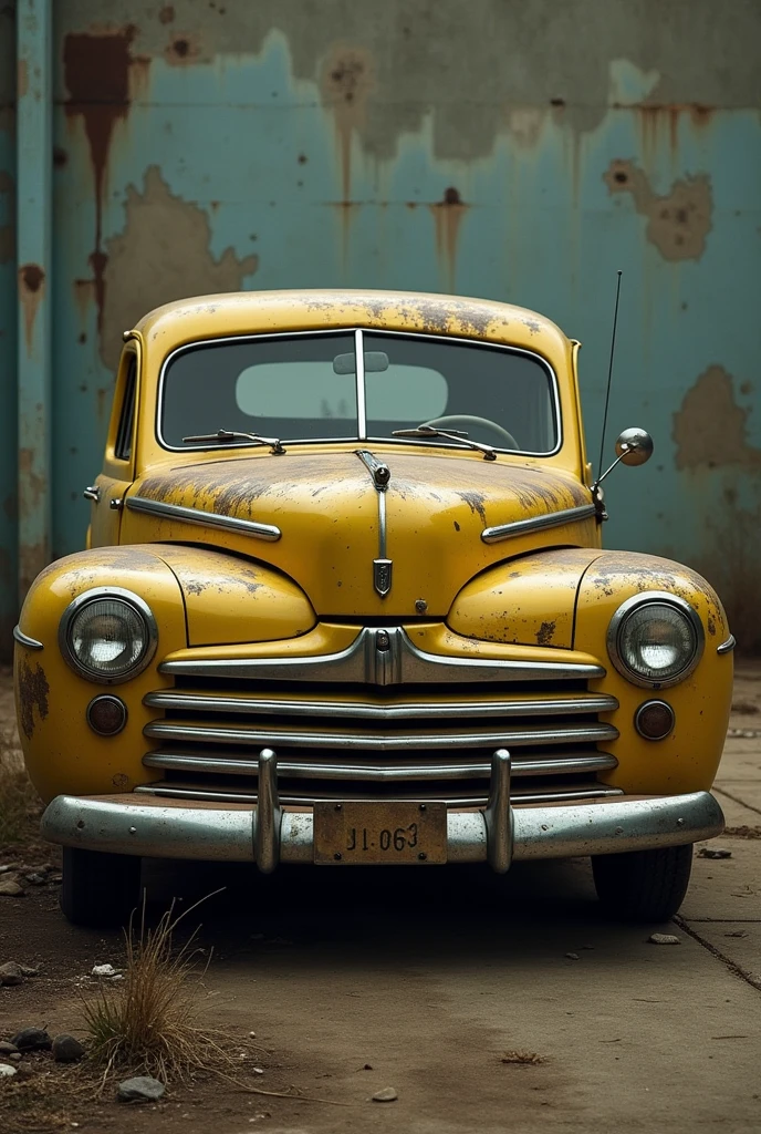 1947 ford deluxe coupe old sad yellow