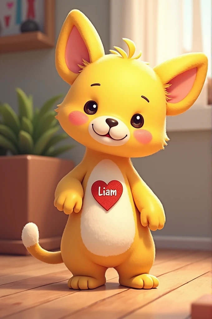 T'choupi a un coeur. Il est zcrit " LIAM" sur le coeur
