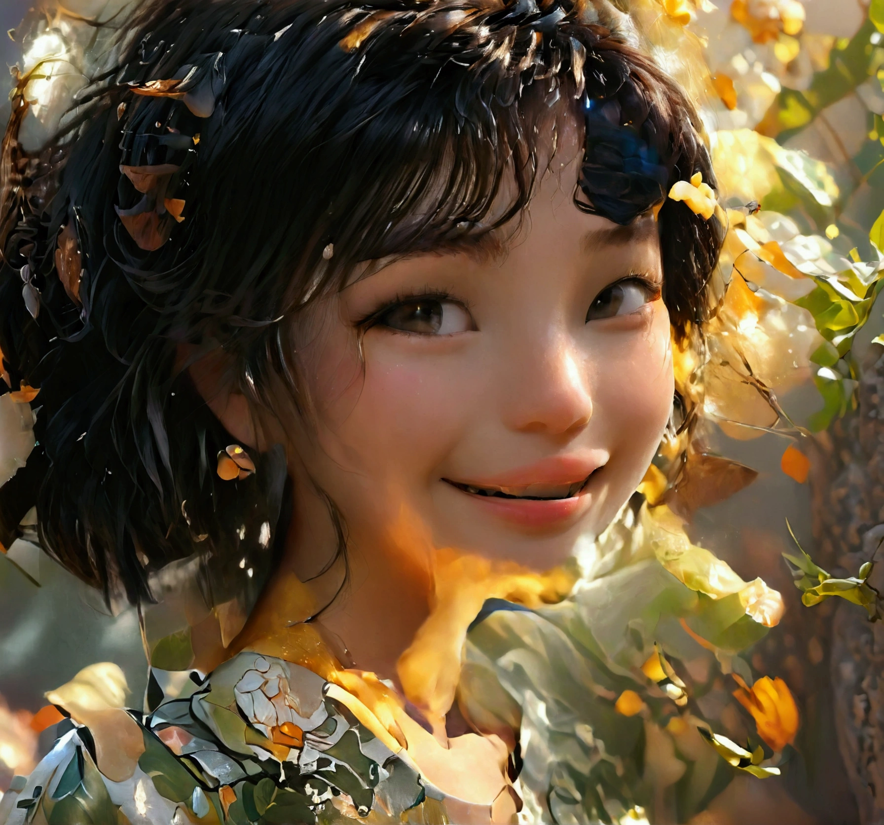 (Modern clothes: 1.5), (a cute and lovely girl smiling) beautiful background, wallpaper, body, (8k), best quality, masterpiece, illustration, extremely delicate and beautiful, chi detail, ultra-detail, cg, unity, backgrounds, amazing, detailed, realistic art: 1.2, masterpiece, best quality, ultra-detail art citrine, 8 (2 black, hair random,), beautiful, top notch, image, real quality,:),, real quality,