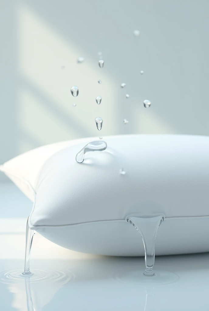 little water falling on a white waterproof cushion