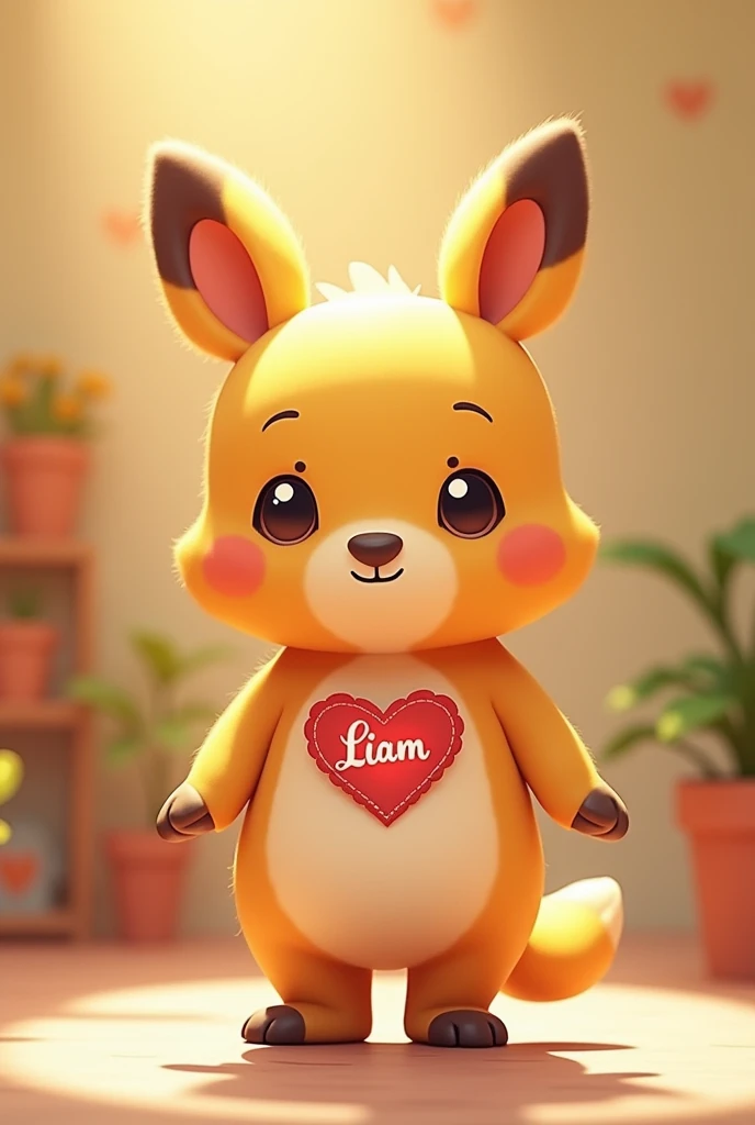 T'choupi a un coeur. Il est zcrit " LIAM" sur le coeur