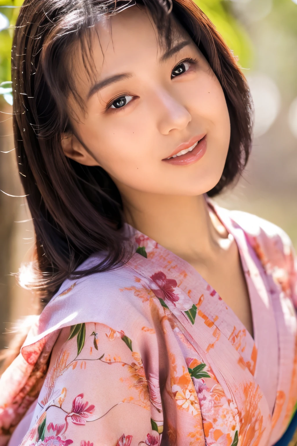 (best quality,highres,ultra-detailed),((portrait)),A beautiful Japanese lady, beautiful detailed eyes, beautiful detailed lips, extremely detailed face, long eyelashes,soft smile, flowing hair, natural lighting, wearing Japanese elegant Kimono,