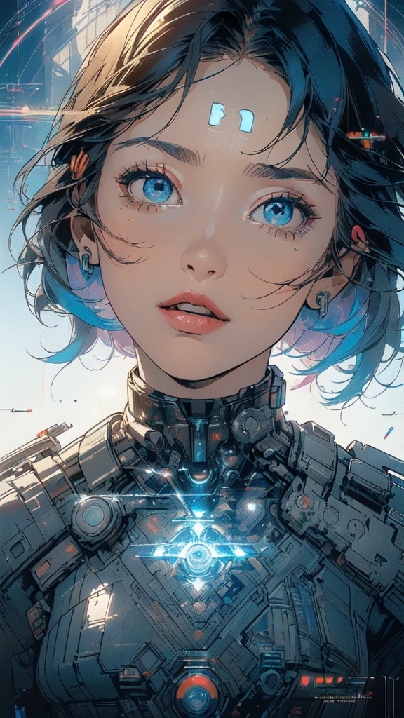 (((masterpiece, highest quality))),(((solo:1.2))),(((1girl:1.2))),32k wallpaper, very detailed, poster, vintage science fiction,(((((geometric cinematic movie poster))))), ((((bauhaus)))),(((abstract))),((((mid century modern)))),(((((portfolio))))),(((((Close-up))))),(((((bust up))))),((((more various angle)))),(((highlight))),(((complete. detailed face))),(((Extremely talented))),(((most complecated machine))),(((Overall colorfully))),((((((Absolutely simple background)))))),(((((detailed futuristic machine))))),(((Cleavage))),(((marvel super heroes))),(((rainbow color scheme))),(((Very detailed UI))),(((So many meters))),(((Perpetual Motion Machine))),(((Mouth wide open, expression of shock)))