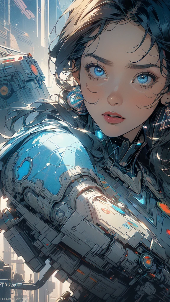 (((masterpiece, highest quality))),(((solo:1.2))),(((1girl:1.2))),32k wallpaper, very detailed, poster, vintage science fiction,(((((geometric cinematic movie poster))))), ((((bauhaus)))),(((abstract))),((((mid century modern)))),(((((portfolio))))),(((((Close-up))))),(((((bust up))))),((((more various angle)))),(((highlight))),(((complete. detailed face))),(((Extremely talented))),(((most complecated machine))),(((Overall colorfully))),((((((Absolutely simple background)))))),(((((detailed futuristic machine))))),(((Cleavage))),(((marvel super heroes))),(((rainbow color scheme))),(((Very detailed UI))),(((So many meters))),(((Perpetual Motion Machine))),(((Mouth wide open, expression of shock)))