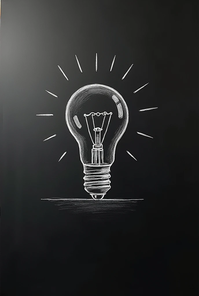 drawing of a light bulb on a black board with a horizontal length as a linkedin background