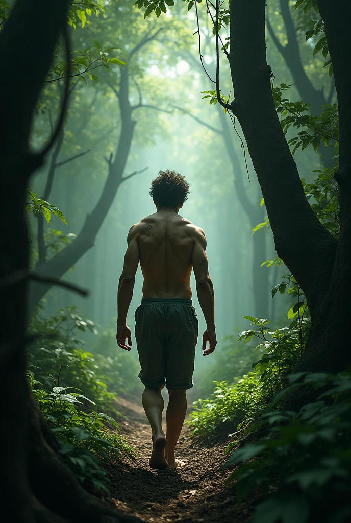 A lost in the woods and naked