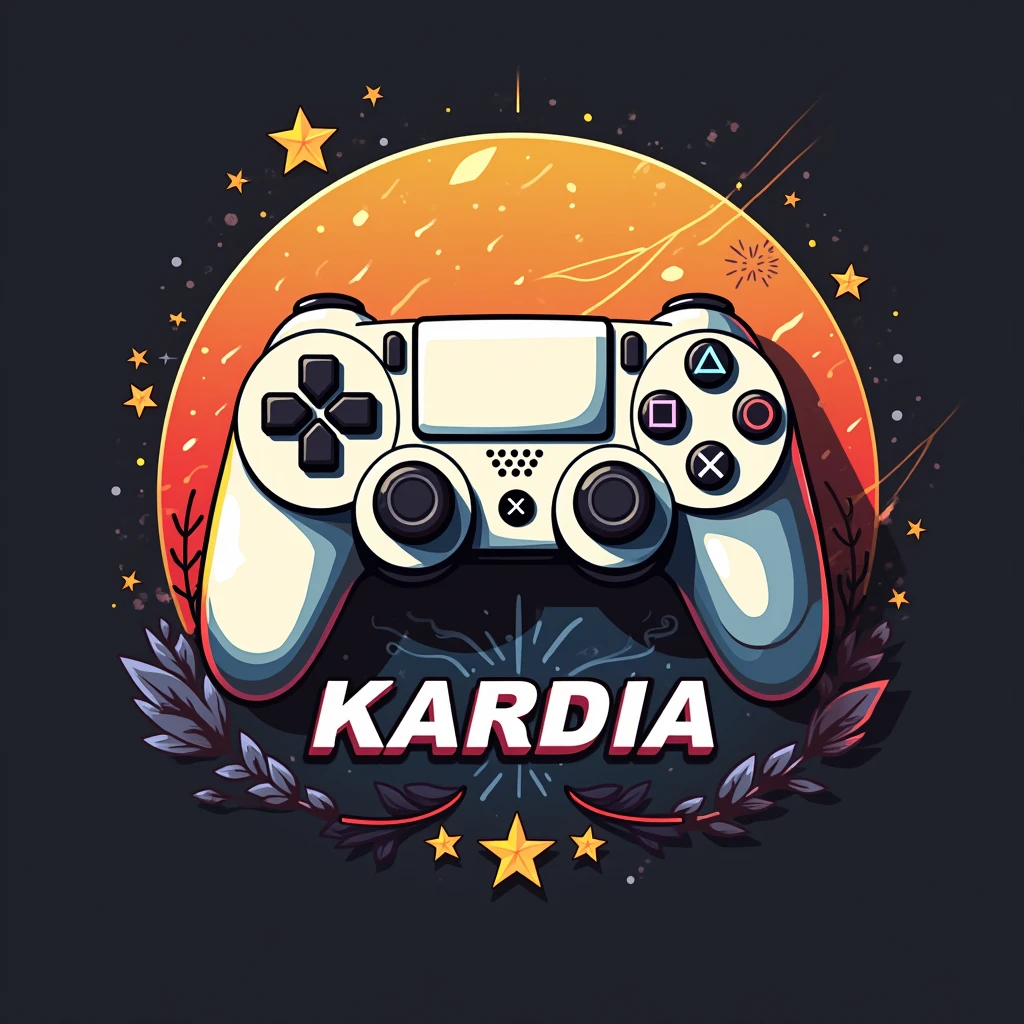 Logo, blue, blueado com o nome Kardia, with video game theme and playstatio 4 controller