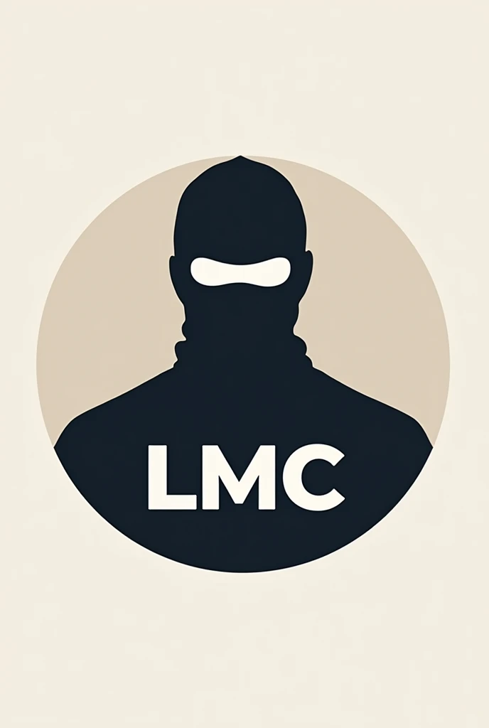 It assumes a circular logo with a person wearing a balaclava and a T-shirt with the following letters LMC