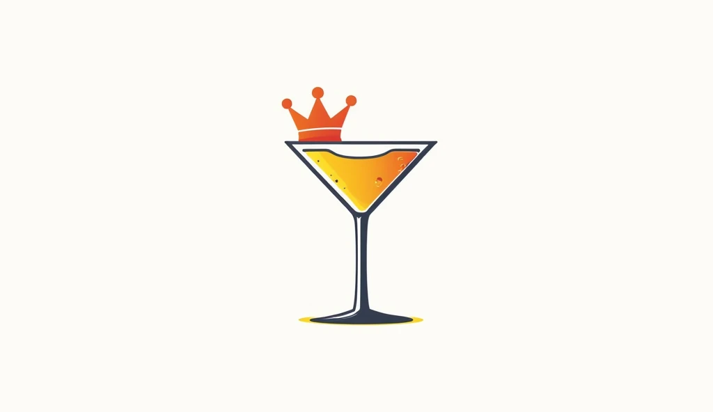 bar's stylish logo

 On top of the cocktail glass, a chic, modern crown, on the corner of the glass,
 It's like a cut fruit on the side of a glass, and it's slanted, hanging design, and sweating

 White background

 Pretty cool
 chic and modern design
 Stylish design
 SIMPLIFIED DESIGN

 The color design is,
 Yellow and orange designs