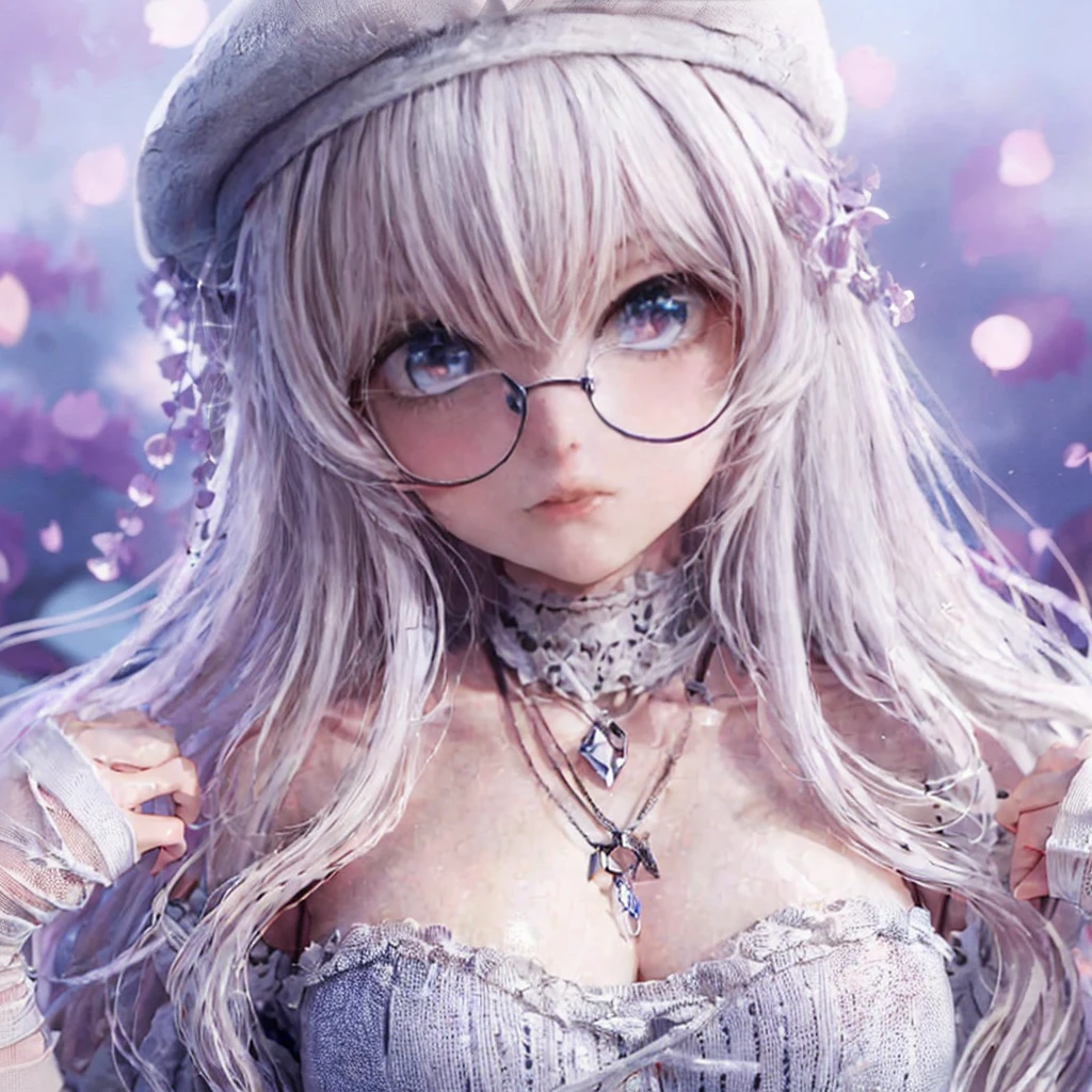 The anime is not a good choice, Shiroi Hana Hikaru, 1 girl, bee, thick hair, long bangs, 2 white horns, large circle lenses, white beret on head, sales, sky blue eyes, top gris, Short negro, black lace-up sneakers, SERIOUS LOOK, concerned, character