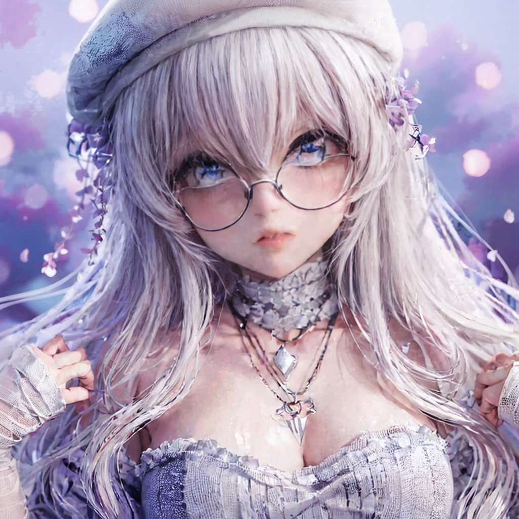 The anime is not a good choice, Shiroi Hana Hikaru, 1 girl, bee, thick hair, long bangs, 2 white horns, large circle lenses, white beret on head, sales, sky blue eyes, top gris, Short negro, black lace-up sneakers, SERIOUS LOOK, concerned, character