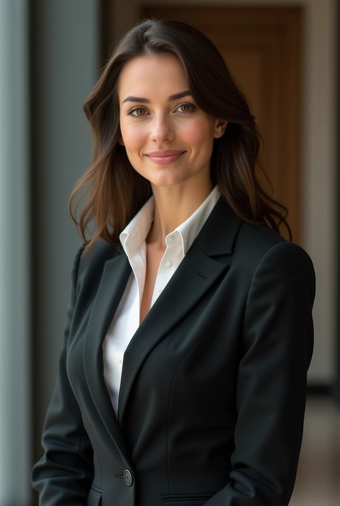Caucasian, temperament, financial professional attire, female, 30 years old, beautiful