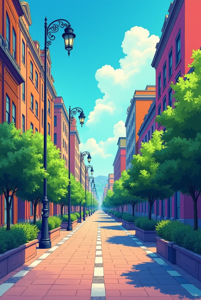 EMPTY AVENUES. IN COLOR DRAWING