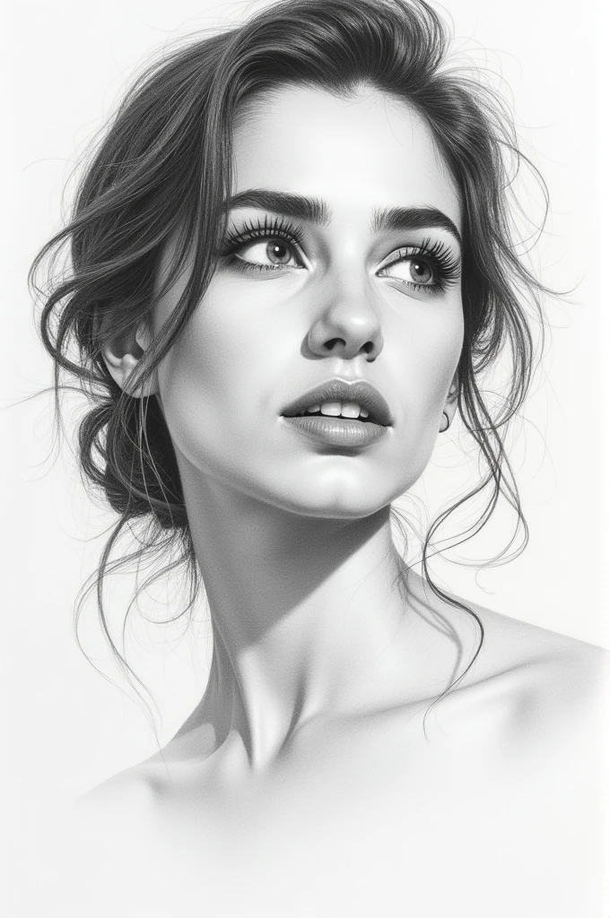 Woman's face drawn in pencil
