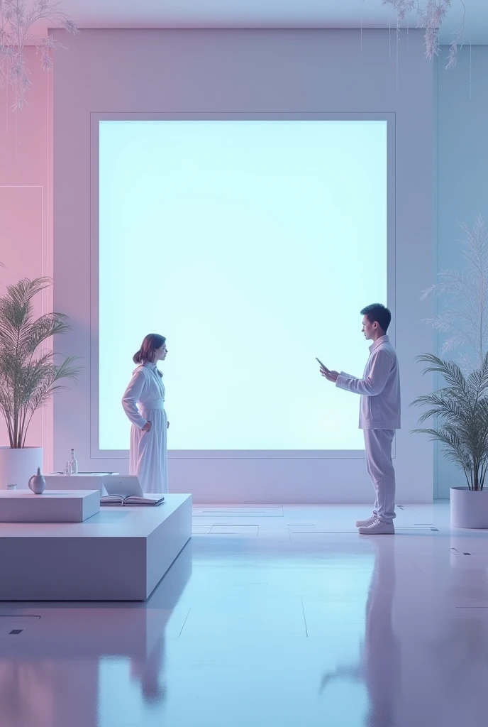 a room with a large screen without any objects, price movement, machine learning graph monitoring, Efeitos, exchange, popular variant art, pastel color scheme, soft lighting, cyber digital environment, (qualidade maxima), a large graphic screen, futuristic virtual environment
