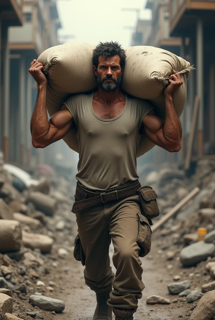 man carrying cement

