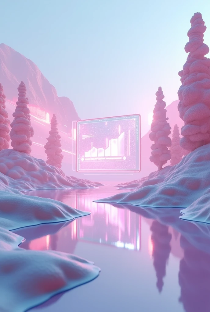 futuristic environment like a computer prompt, machine learning graphical movement, Efeitos, pastel color scheme, soft lighting, cyber digital environment, qualidade maxima, a graph screen, futuristic virtual environment