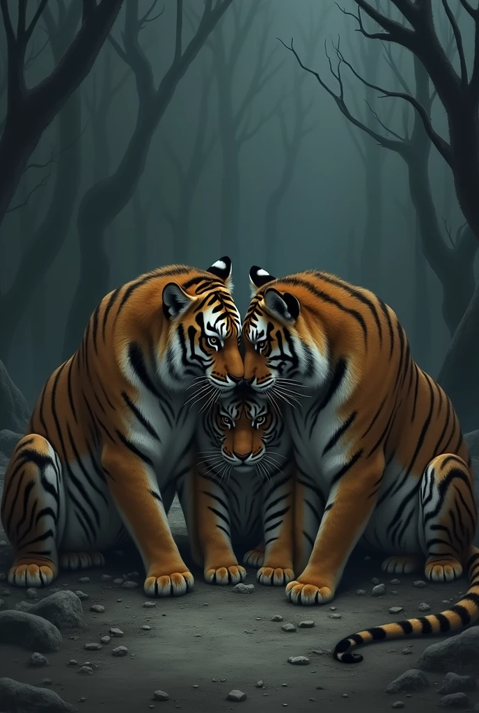 Three sad tigers
