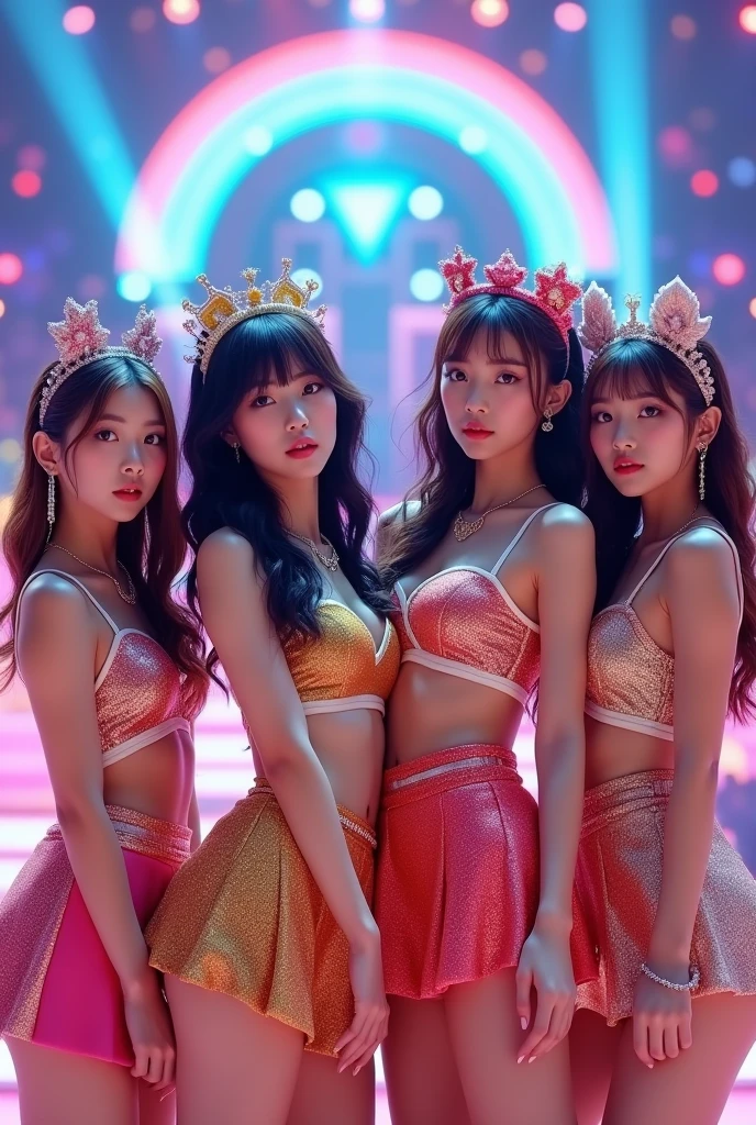 4 Korean K-POP Girls From The Front