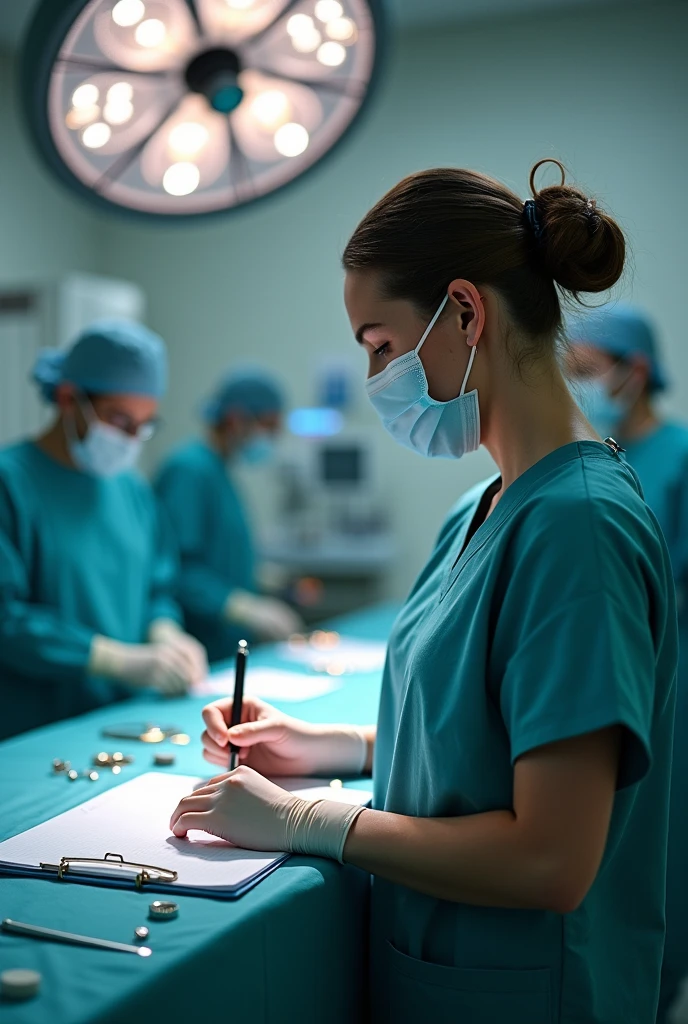 NURSE MAKES SURGERY REPORT, SUPPORT THE SURGICAL NURSE IN THE RECORDING OF THE OSTEOSINIESIS MATERIAL USED