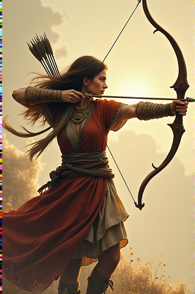 Create the Sagittarius sign as if it were a title character in an RPG using a bow and arrow.