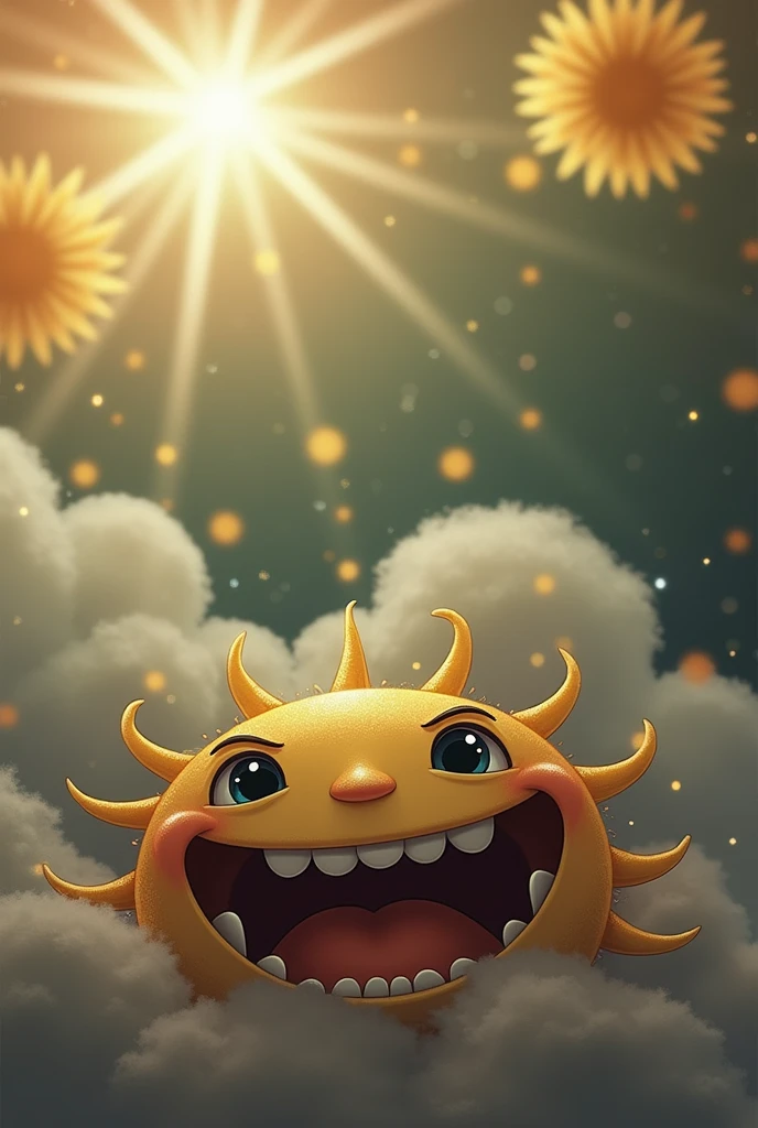 children's style, Boken , Image of the Smiling Sun: In the first chapter, show the Sun waking up with a big smile on his face, highlighting your happiness.