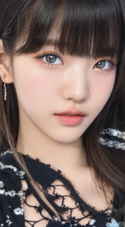 A close-up of a woman in a black and white dress and a blue background, lalisa manobal, Lalisa Manoban of Blackpink, beautiful dolphin, 8k artegerm bokeh, sakimichan, dilraba dilmurat, Kawaii realistic portrait, 8k portrait rendering, Yanjun Chengt, ig model | artegerm