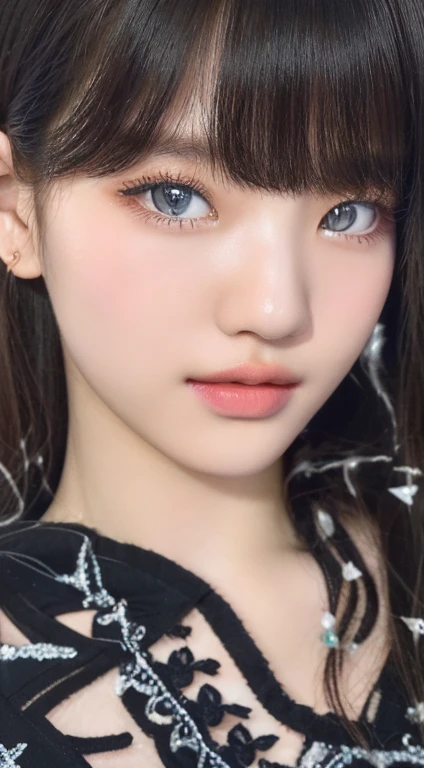 A close-up of a woman in a black and white dress and a blue background, lalisa manobal, Lalisa Manoban of Blackpink, beautiful dolphin, 8k artegerm bokeh, sakimichan, dilraba dilmurat, Kawaii realistic portrait, 8k portrait rendering, Yanjun Chengt, ig model | artegerm