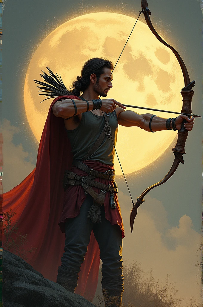 Create the Sagittarius sign as if it were a title character in an RPG using a bow and arrow. 