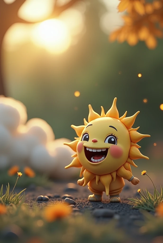 children's style, Boken , Image of the Smiling Sun: In the first chapter, show the Sun waking up with a big smile on his face, highlighting your happiness.