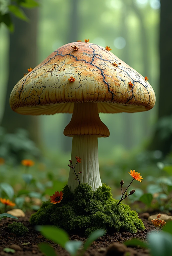 Mushroom shaped like a map