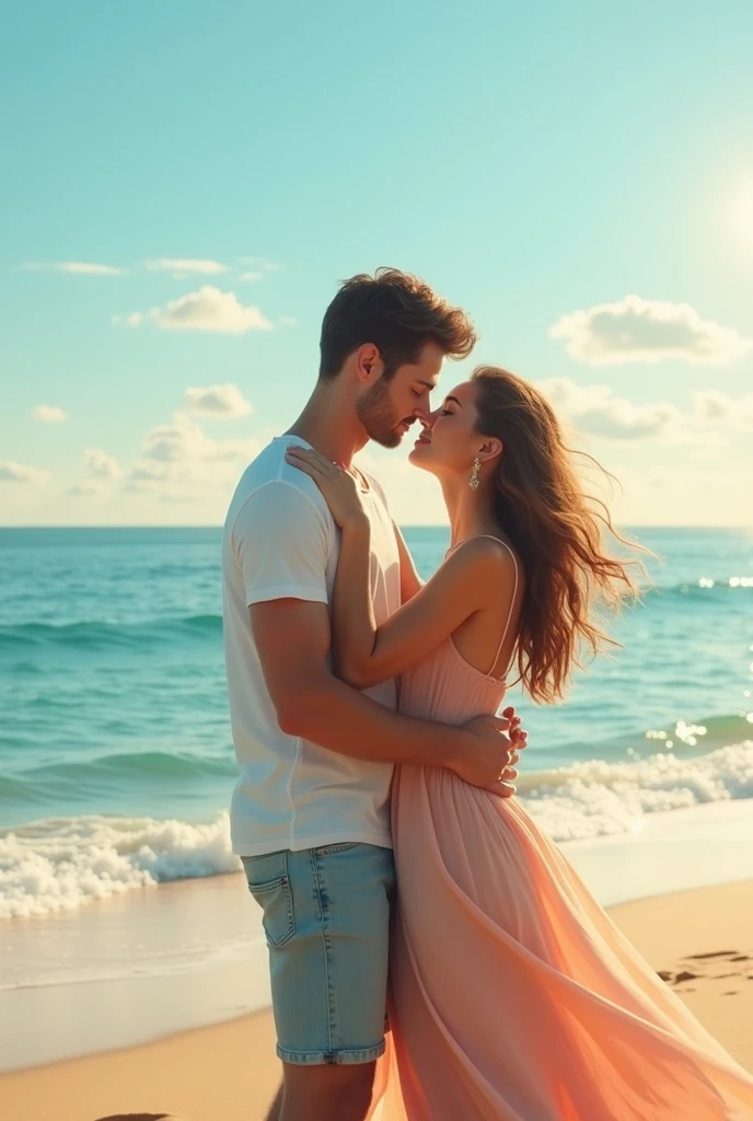 Couple by the sea on the beach