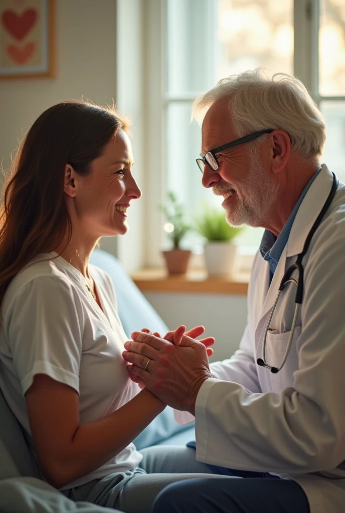 Taking a social support photo between patient and doctor