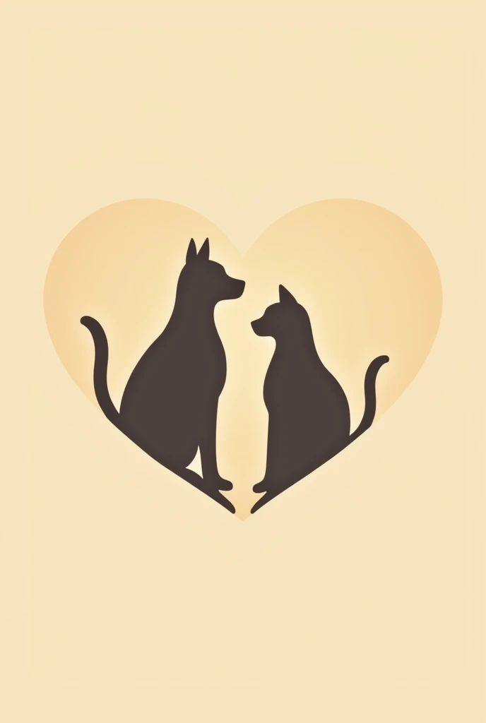 MAKE A SINGLE COLOR LOGO WITH A CAT AND A DOG INSIDE A HEART
