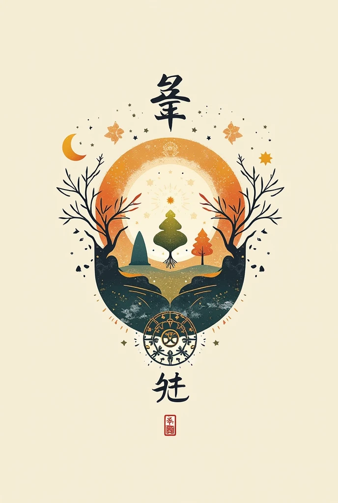 "Please, generate a logo that represents life and the connection between the feelings of our dead and the knowledge of our grandparents, with an indigenous and traditional approach. The design must have a structure that reflects these concepts in a clear and symbolic way.:
Visual Elements:
Feeling of Our Dead: In a part of the logo, represents the feelings of our dead through symbols such as stars, constellations or geometric patterns that evoke memory and ancestral legacy. These elements must have a spiritual and mystical touch., suggesting the connection with the beyond.
Learning from our grandparents: Elsewhere in the logo, incorporates symbols that reflect the knowledge of our grandparents, like trees, the sun or geometric patterns that represent ancestral knowledge and wisdom. These elements must convey the strength and growth derived from ancestral wisdom..
Style and Design:
Traditional and Indigenous: Use a natural and earthy color palette, preferably in earth tones or greens. Make sure the design reflects an authentic, hand-crafted style, avoiding an overly modern or digital look.
Typography: If you decide to include text, Use a typeface that respects the traditional style of the design, ensuring that the text integrates harmoniously with the visual elements. The typography should complement the ancestral style of the logo.
Text:
Include the following text in the design: ‘Festival XXIV Jizca Chia Zhue’.
Text should be arranged so that it aligns well with the logo elements and does not interfere with the clarity of the symbols..
Make sure the logo is a balanced and respectful representation of both concepts., maintaining authenticity and traditional sense in all its elements.”