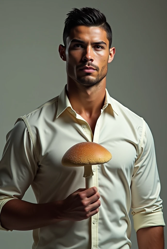 Cristiano Ronaldo with a shirt and a mushroom in his hand!!!