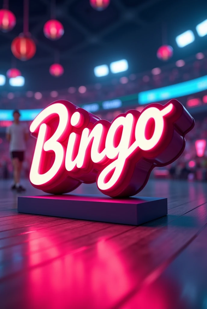 Create a 3D sports betting image with the name BINGO comes with a light name