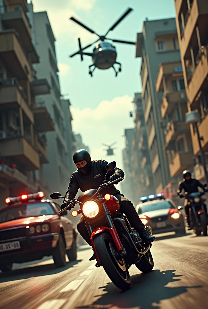 think, police car, favela fund, brazil, São Paulo, 2 thief, police helicopter, Faction, motorbike, banco de money, handgun, mt-07, money