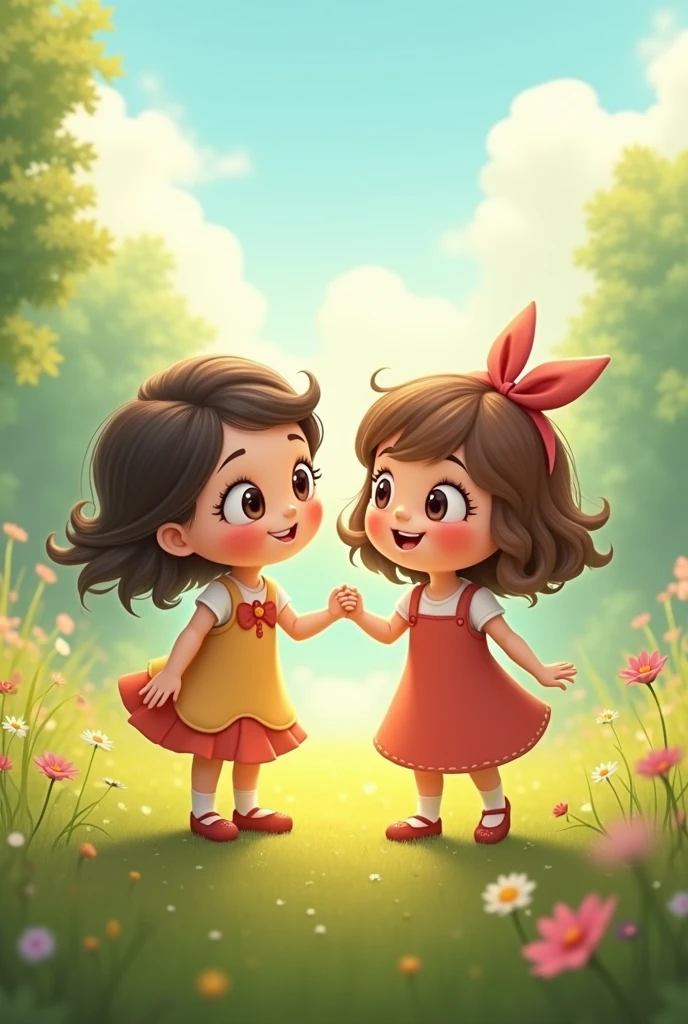 Two cute girls in a few