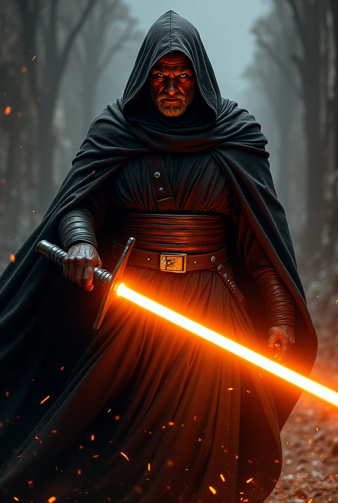 a very powerful sith from Brazil with an orange lightsaber for cell phone wallpaper