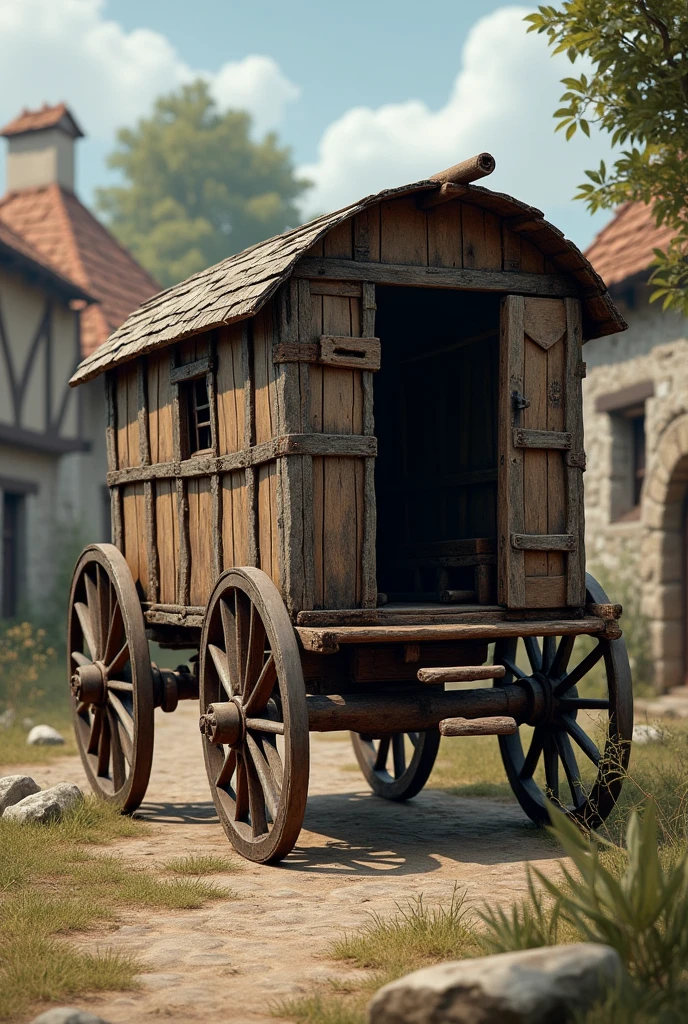 poor wooden carriage from the 1600s
