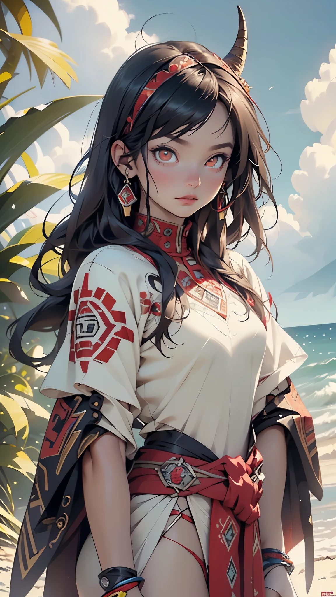 ((male demon)), ((maya demon,aztec demon)),muscle, 1boy, big muscle, pectoral, muscular, old macho man,long hair,(((red_eyes:1.3))),intricate eyes,beautiful detailed eyes,symmetrical eyes,
god aztec clothes, god aztec outfit,(aztec armor),(((intricate outfit,intricate clothes,ornate outfit))),((bulge in loincloth)),((aztec horn:1.5)),
(dynamic pose:1.0),(evil demon:1.5),(centered,scale to fit dimensions,Rule of thirds),
((Sky, Sea, clouds,)), with dark stormy clouds,((beach scenery,intricate scenery)),
(Glossy aztec ornaments),highres,sharp focus,(ultra detailed,extremely detailed),(photorealistic artwork:1.37),(extremely detailed CG unity 8k wallpaper),(((vibrant colors,vibrant theme))),(intricate),(masterpiece),(best quality),artistic photography,(photography taken by sldr),(intricate background),perfect rendered face,perfect face details,realistic face,photo realistic,((intricate detail)),(((realism))),