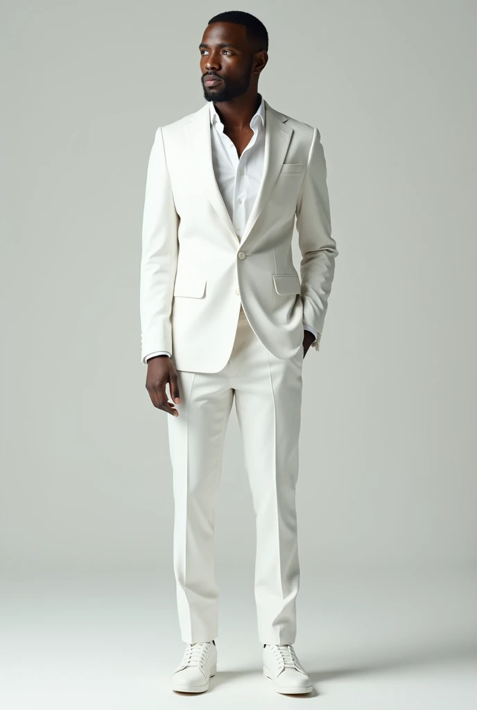 A single 2 man dressed in a white suit