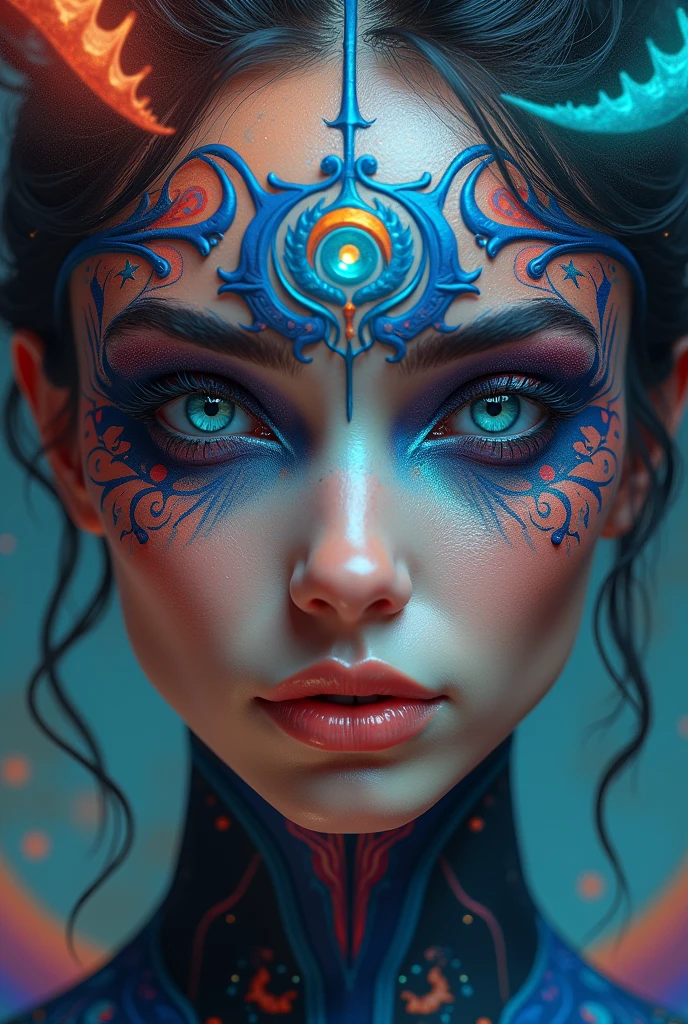 a highly detailed and intricate digital portrait of an elegant and agile healer, surreal psychedelic face, smooth skin, sharp focus, concept art, art station, illustration, LSD, vivid colors, masterpiece, 8k, ultra-detailed, realistic, photorealistic
