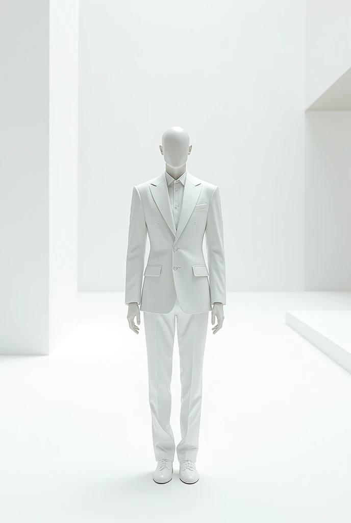 A single 2 white-skinned man dressed in a white suit